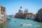 View of the Grand Canal from the Ponte dell'Accademia, Venice with Basilica di Santa Maria della Salute in the distance.