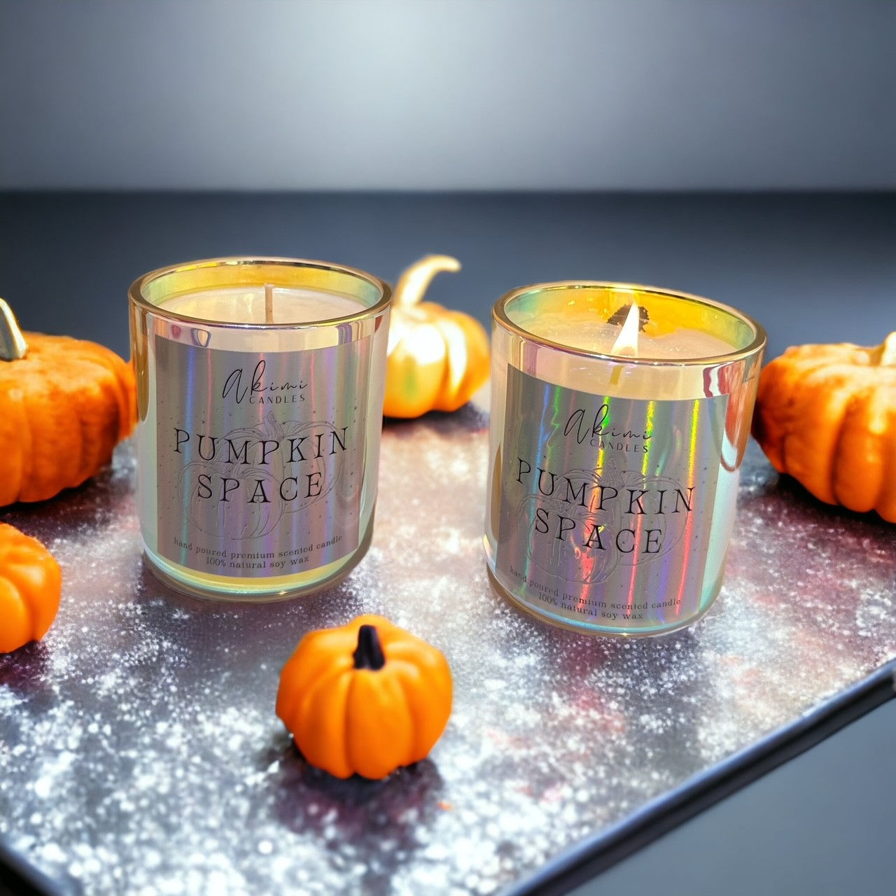 Handgemachte Pumpkin Spice Duftkerze in schimmerndem Glas