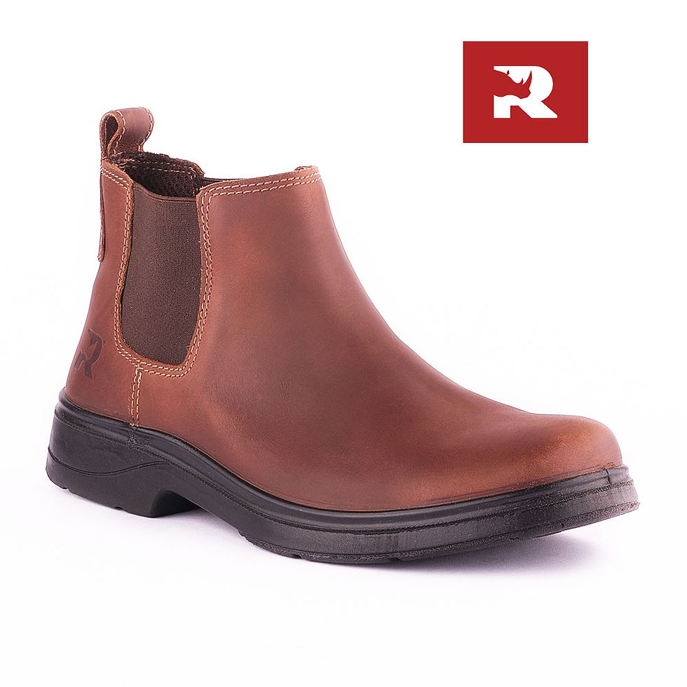 Botín casual de cuero Rhino OWEL color café tierra con paneles elásticos laterales y suela de poliuretano de alta resistencia