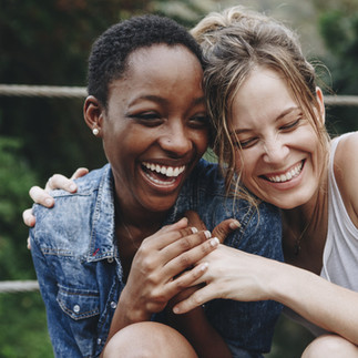 two women laughing