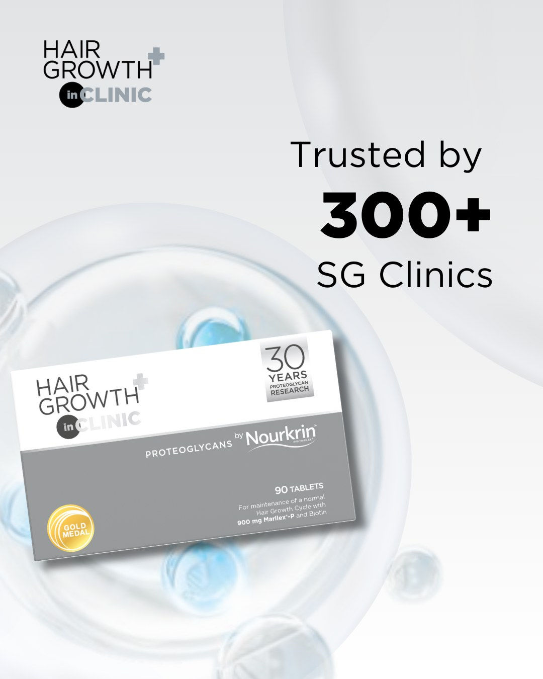 Nourkrin® Hair Growth+ inCLINIC – 無藥・天然・83% 見效・用 4–6 個月・90 caps