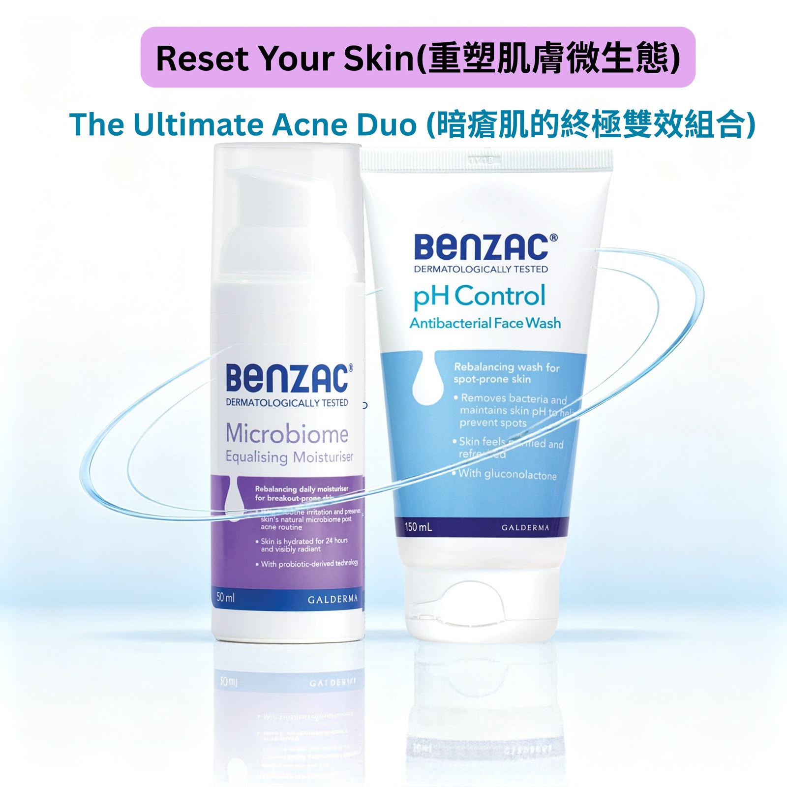 Benzac Anti-Acne Set – Probiotic Cleanser (Microbiome Wash) + Probiotic Facial Cleanser + Probiotic Moisturizer (Microbiome M)