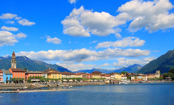 A view of Lake Maggiore from the Hotel Eden Roc in Ascona, Switzerland