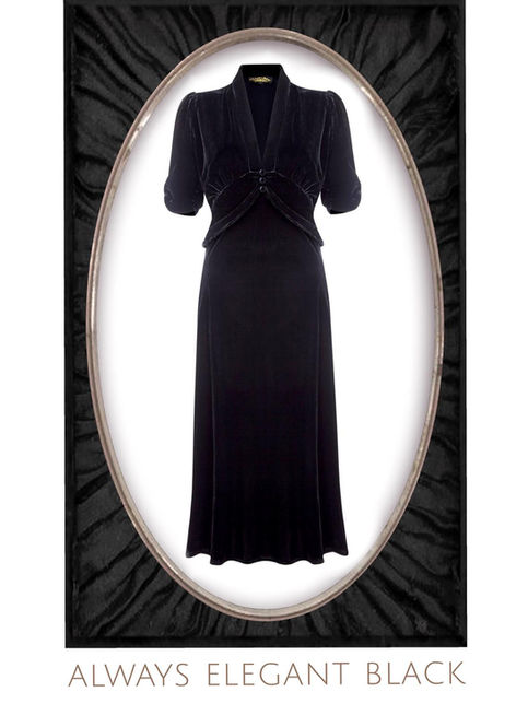Nancy Mac Sable dress in jet black silk velvet