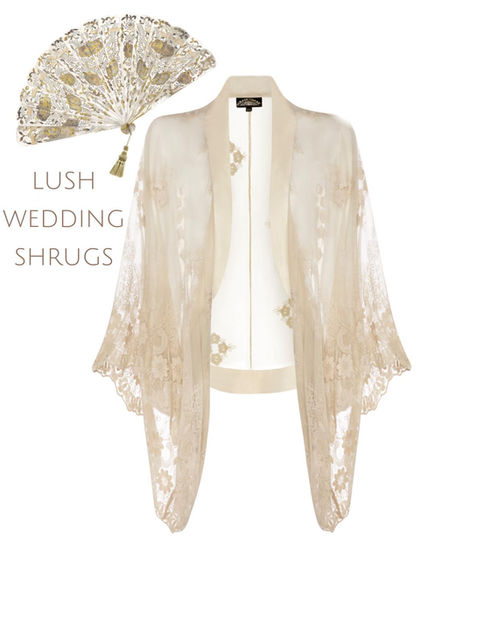 Nancy Mac lush wedding shrugs