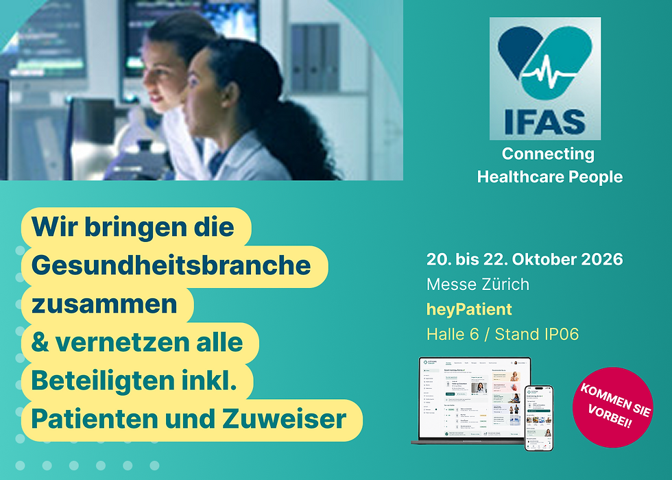Nous sommes présents à l’IFAS. Retrouvez heyPatient dans la halle 6, stand IP06.