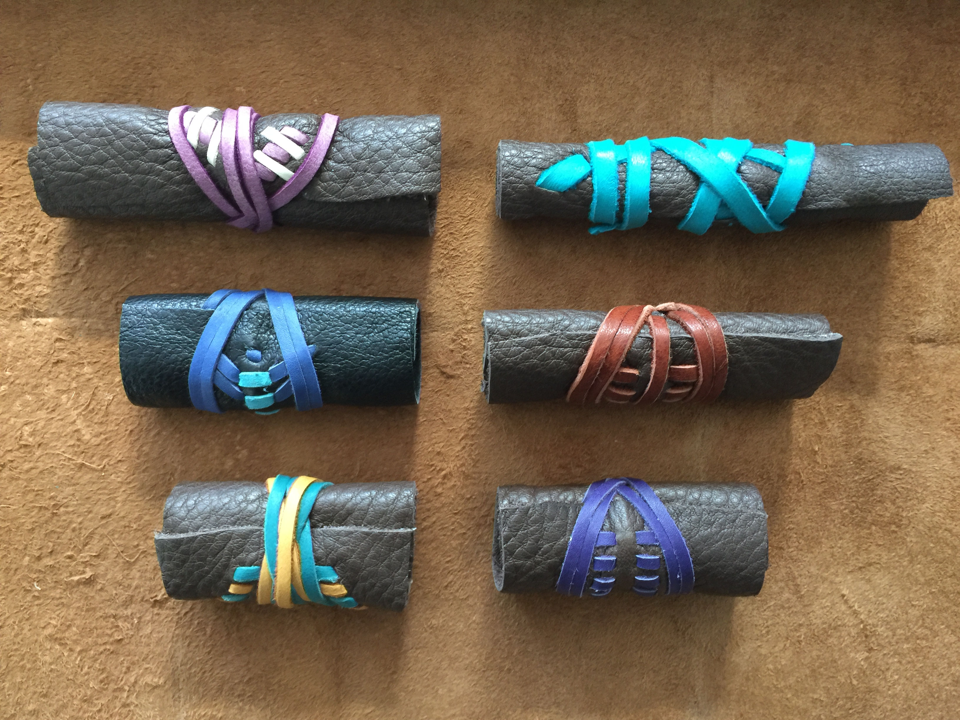 Leather Wrapped Druzy Petrified Wood