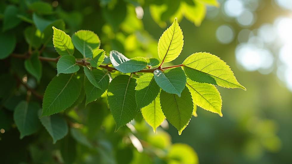 Eye-level view of a healthy tree with lush green leaves