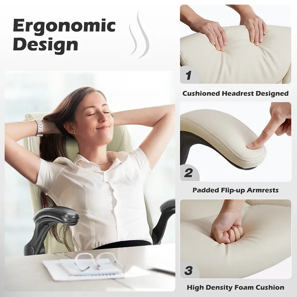 Thumbnail: Ergonomic PU Leather Office Chair with Flip-Up Arms and Swivel