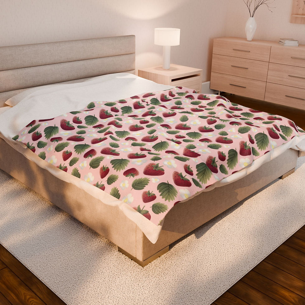Thumbnail: Berry Garden Velveteen Plush Blanket