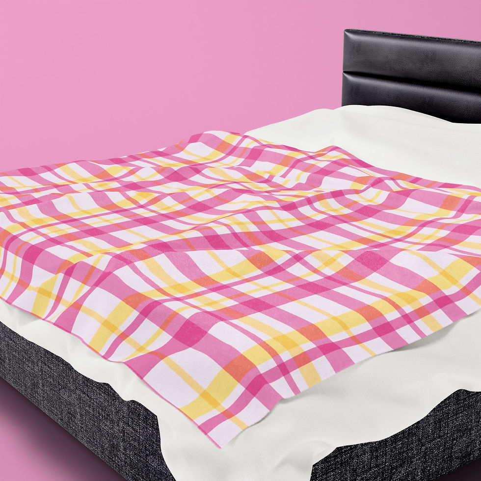 Thumbnail: Pink Plaid Velveteen Plush Blanket