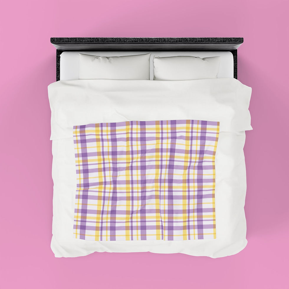 Thumbnail: Lilac Plaid Velveteen Plush Blanket