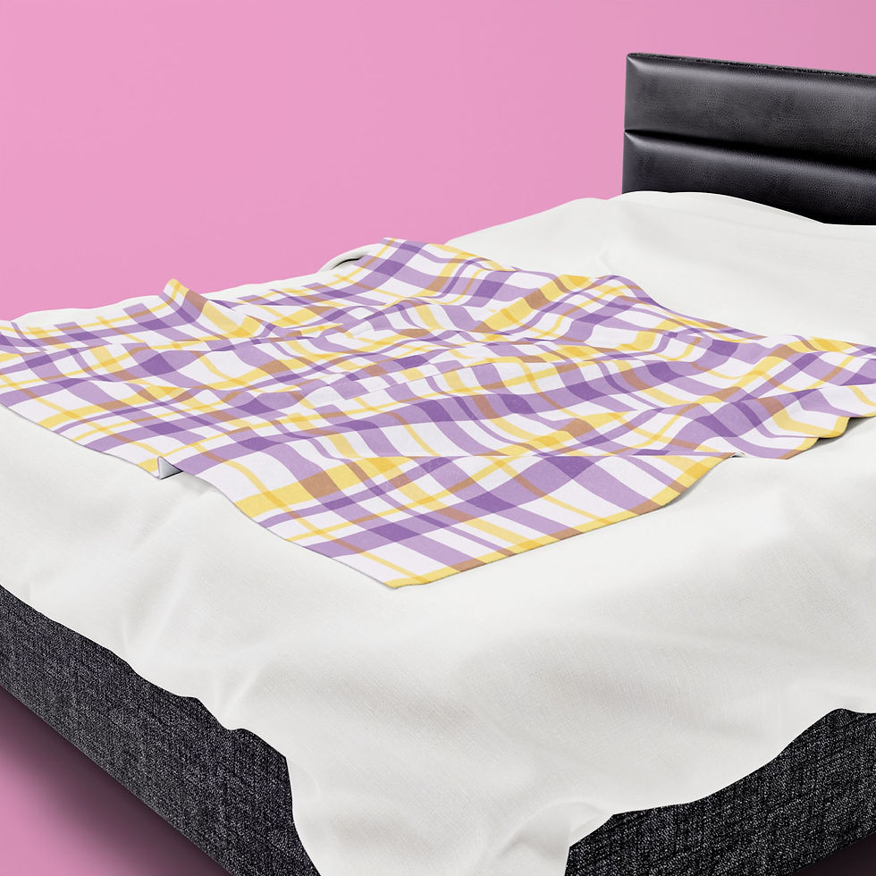 Thumbnail: Lilac Plaid Velveteen Plush Blanket