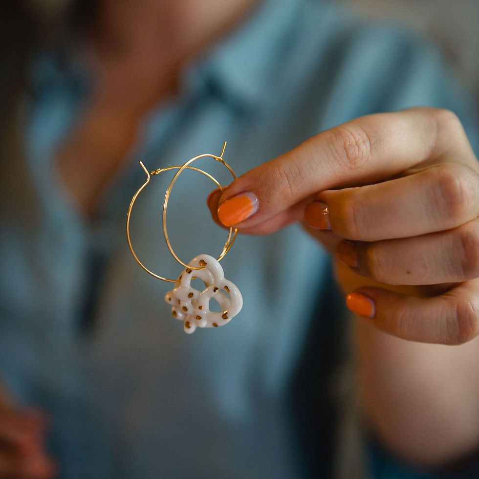 Pretzel porcelain hoop earrings
