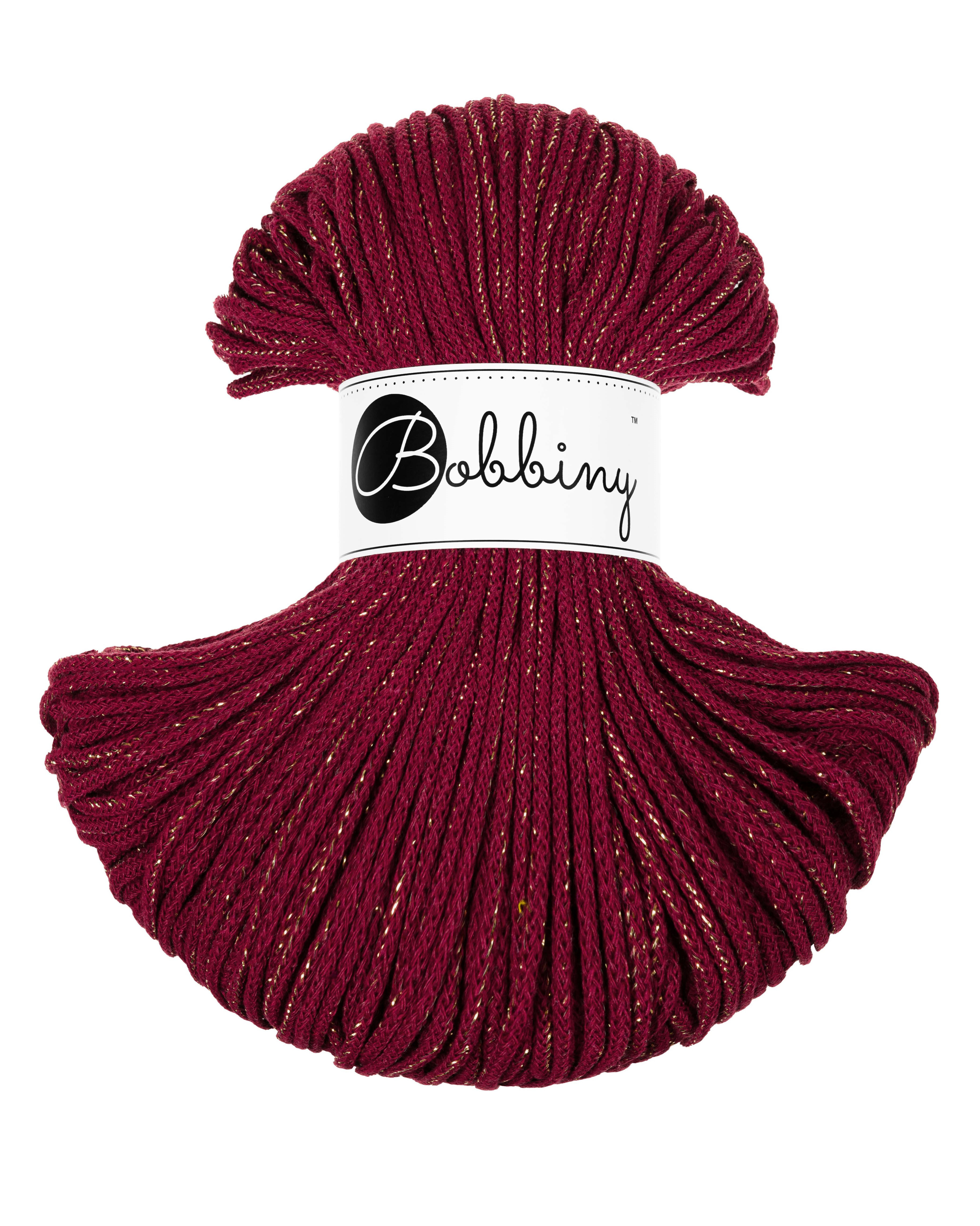 Bobbiny Flechtkordel Golden Wine Red