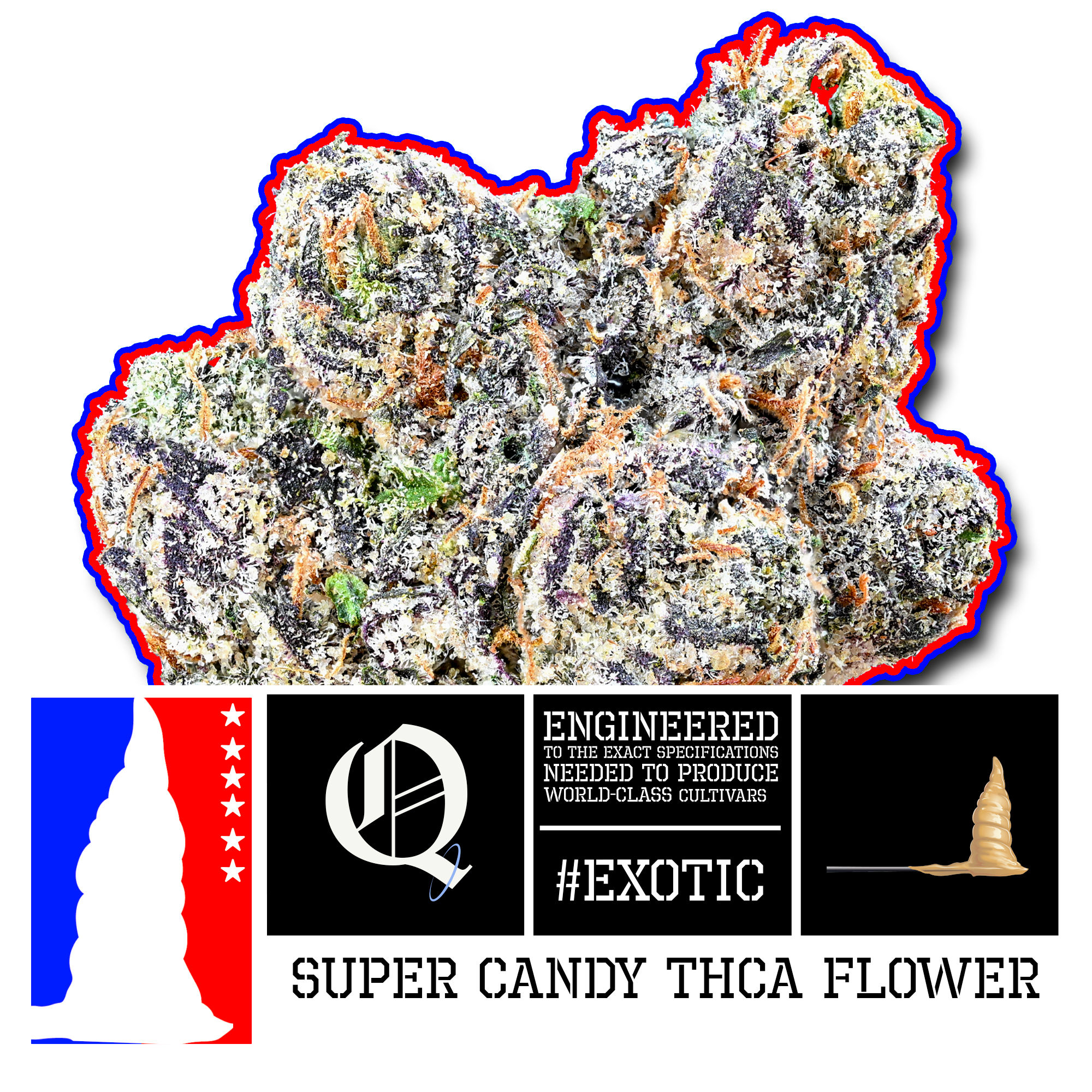 Super Candy THCa Flower, #Exotic Blue Papaya Live Rosin THCa from Quantum Exotics close up