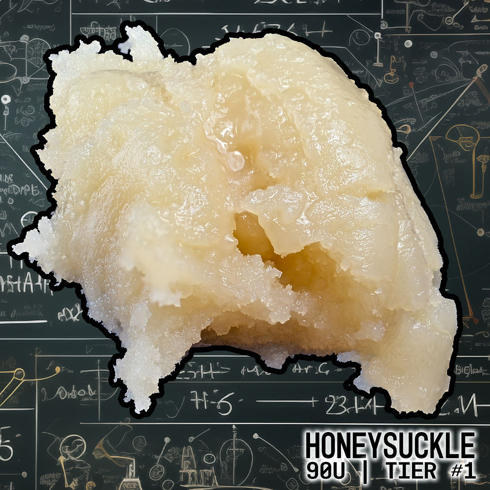 Honeysuckle 90u Tier #1, live rosin concentrate, Quantum Exotics product.