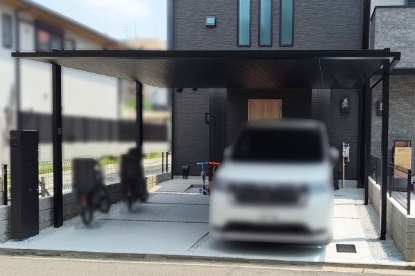 三協アルミ カーポートFⅡ FⅡ-RW 2台用 屋根下ドットレスライン照明（2列、人感センサ付）