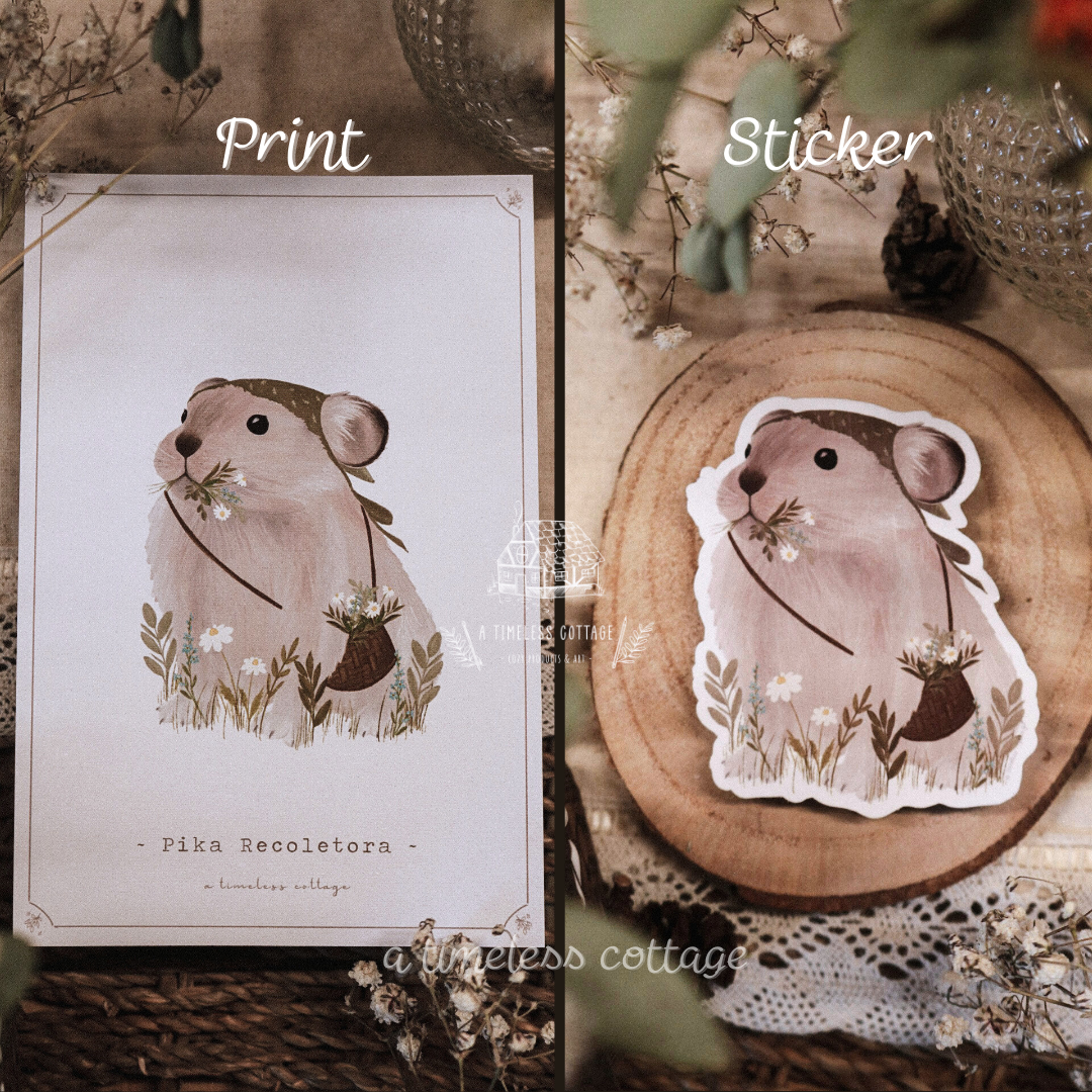 Pika Recolectora Sticker/Print