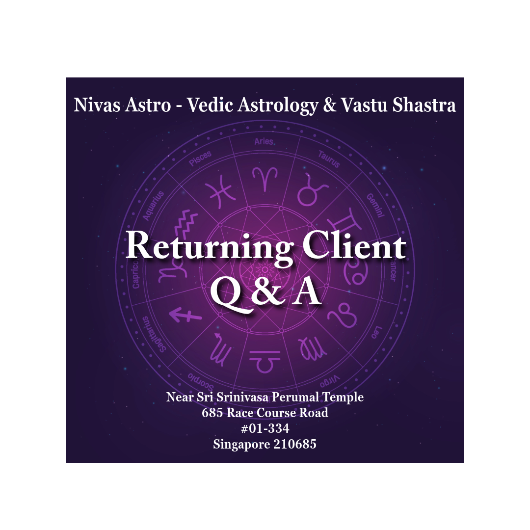 Returning client astrology Q&A consultation at Nivas Astro Singapore