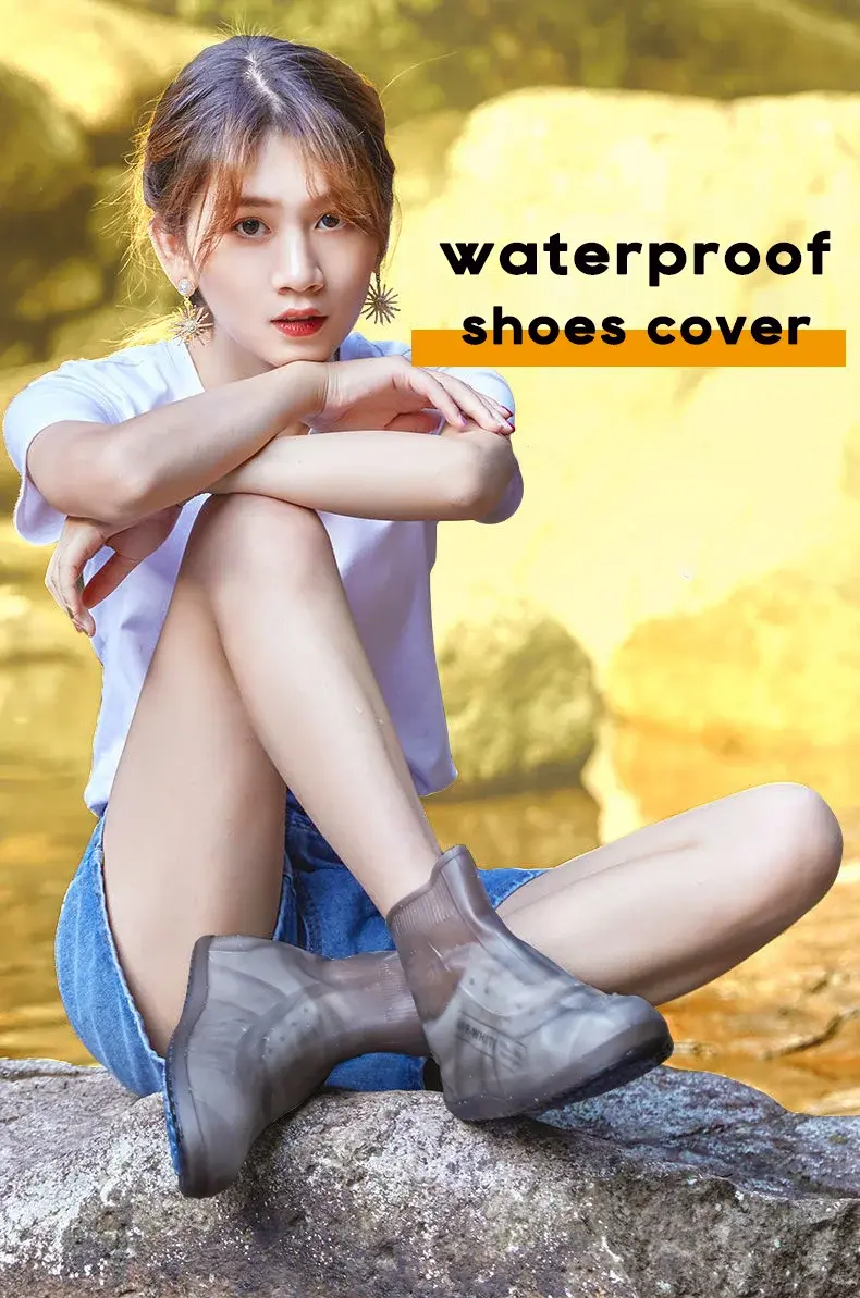 Waterproof Silicone Shoe Cover High Top Rain Boots Cover Non Slip
