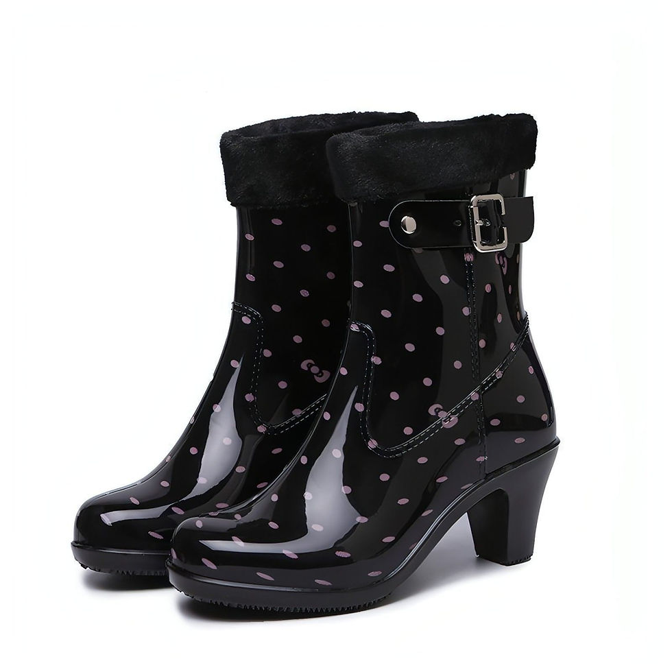 Thumbnail: Fashion Buckle Rain Boots Female Mid-tube Non-slip Rubber Shoe Covers