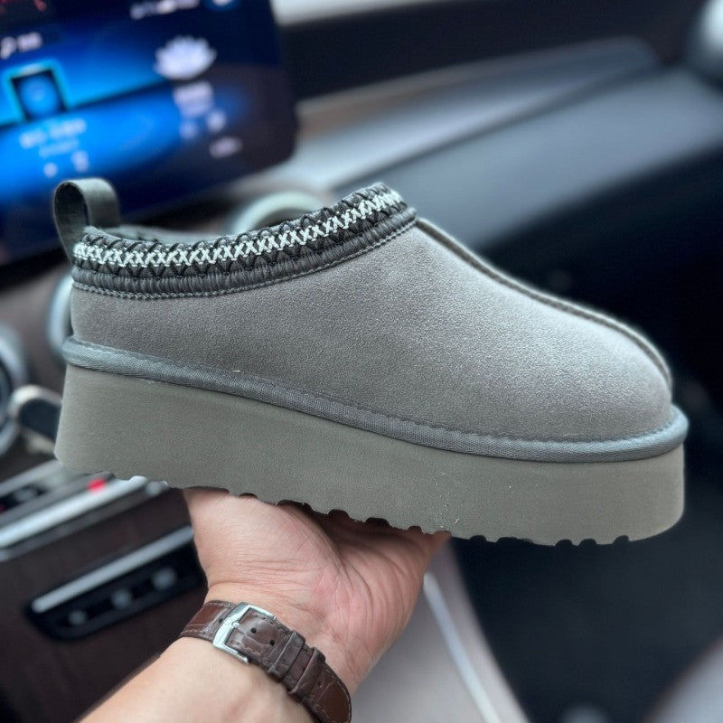 Furry Slip-on Womens Shoes Genuine Suede Platform Womens Slides