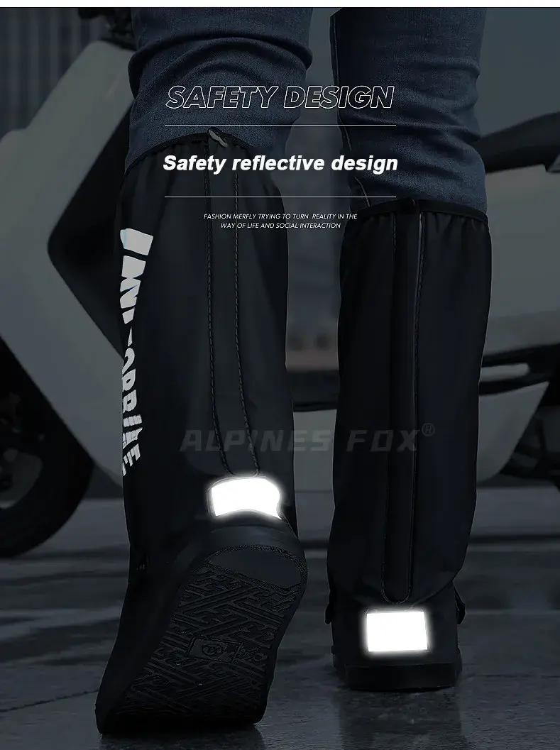 Motorcycle High Tube Rain Boots Waterproof Reflective Non-Slip