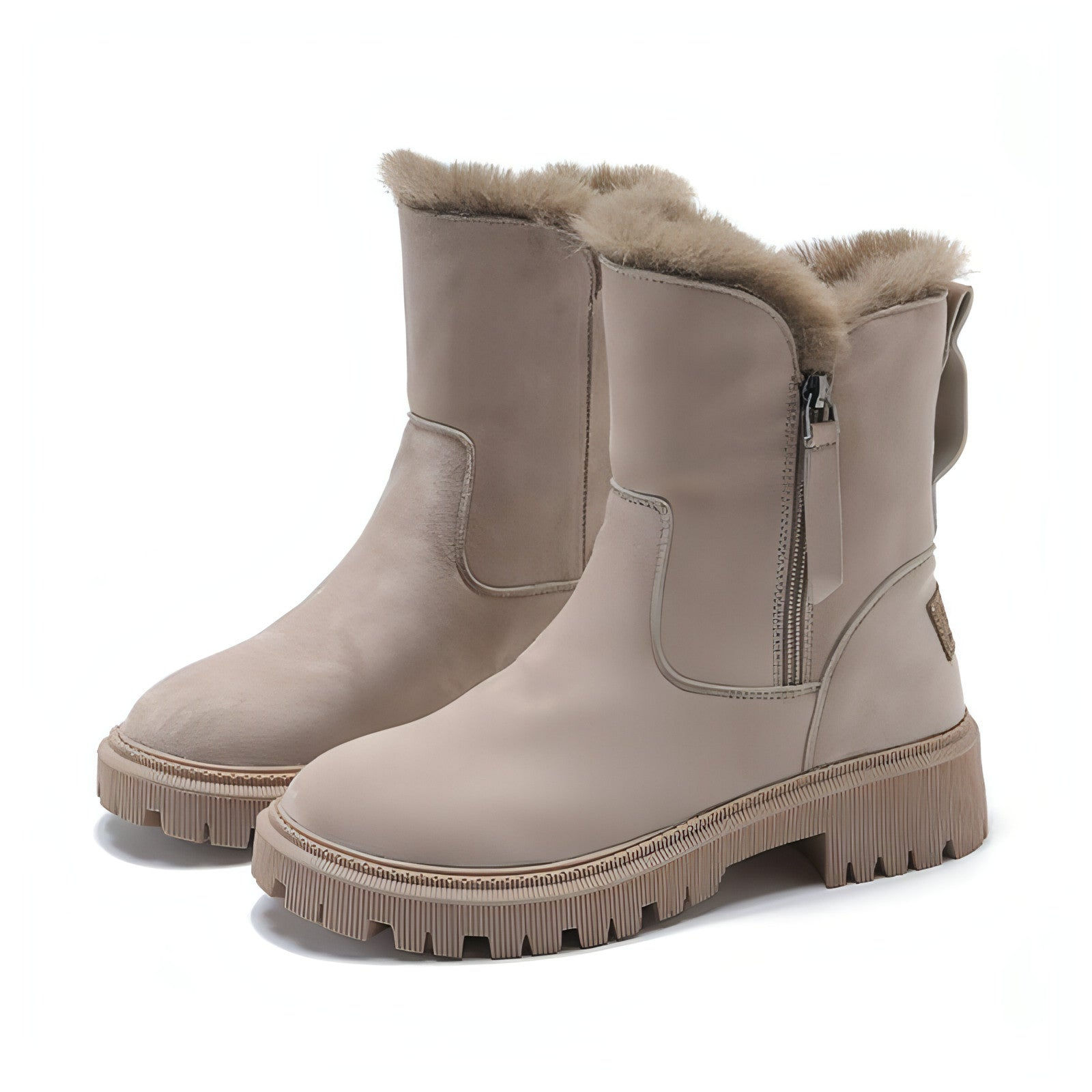Women's Cotton-padded Shoes Winter New Fur Snow Boots Fleece-lined