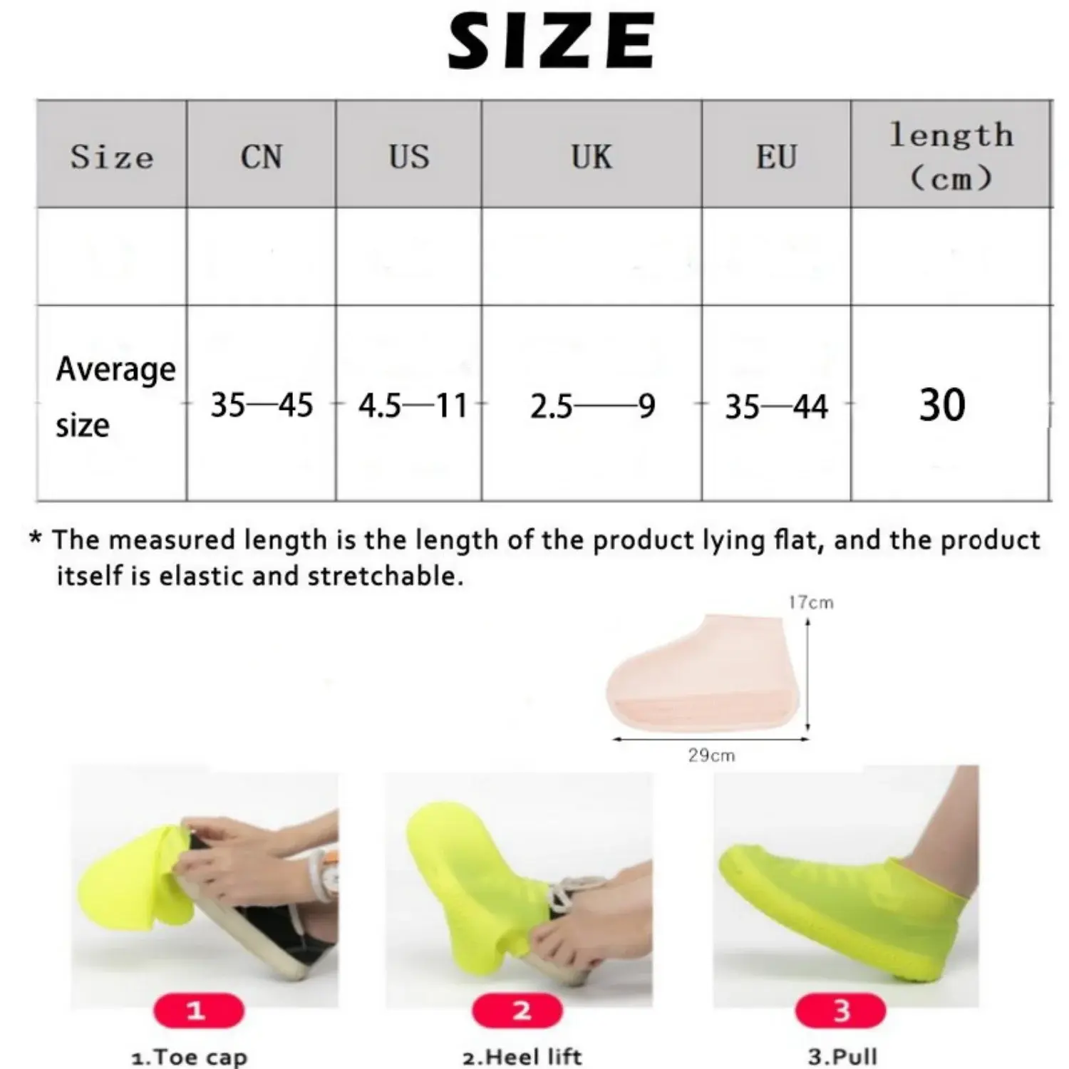 5 Pairs Silicone Waterproof Shoe Covers Reusable Non Slip Rain Boot