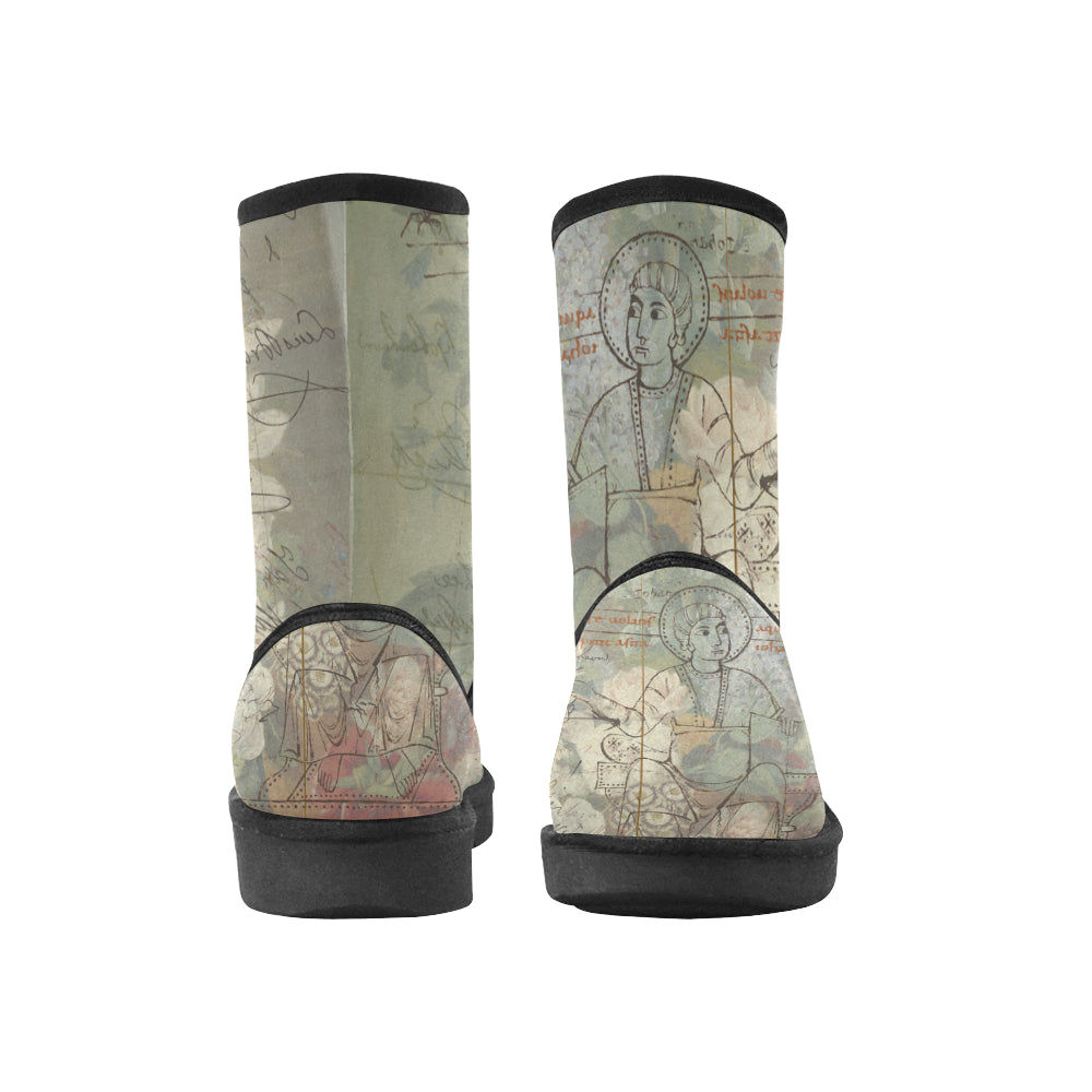 FLOWER PAINTING X MISC. ILLUSTRATIONS Unisex All Over Print Snow Boots
