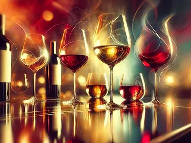 DALL·E 2025-03-02 13.26.51 - An artistic and abstract representation of a wine tasting exp