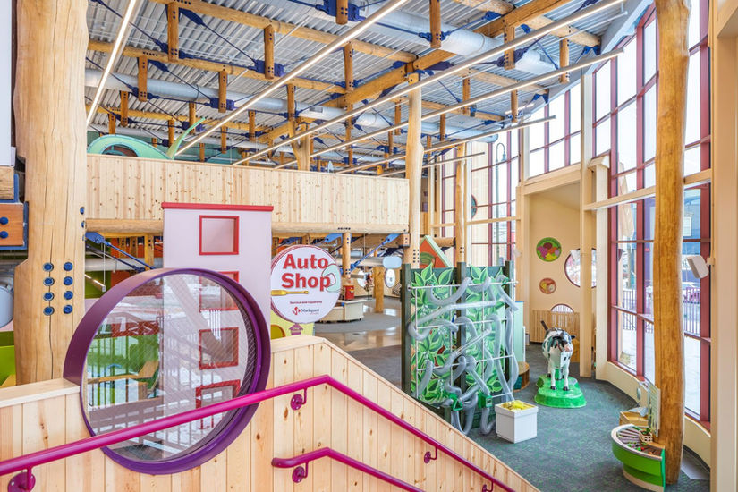The Children's Museum of Eau Clair featuring Structural Round Timber (SRT) construction
