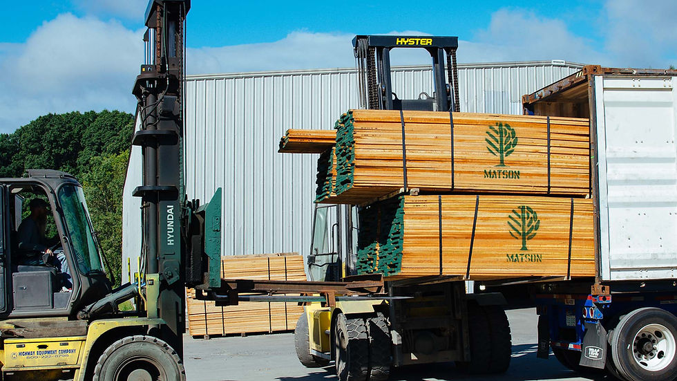 Hardwood Lumber from Matson Lumber Company is loaded into a truck.