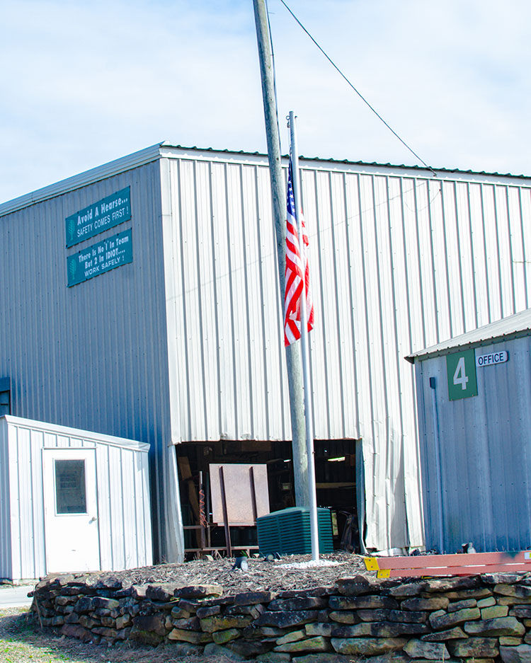 The American flag flies outside the Matson Lumber Company.