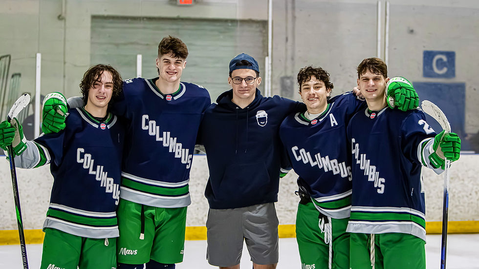 Mavericks age-out players pose for a photo after their last junior hockey game