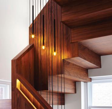 Elegant staircase made from Walnut.
