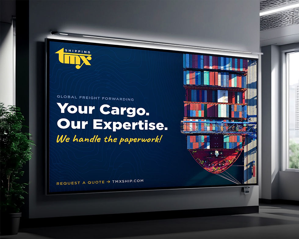 Digital billboard with TMX Shipping advertisement.