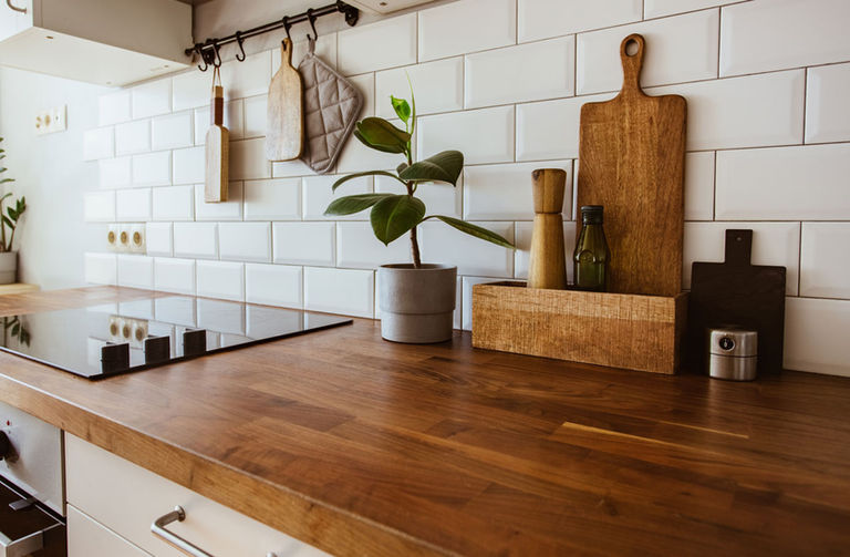 Beautiful wooden kitchen countertop
