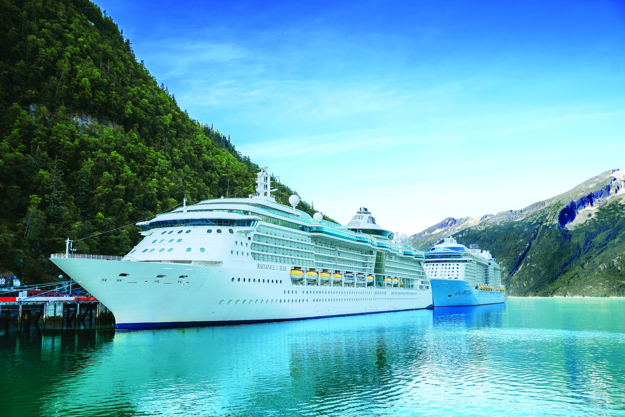 Royal Caribbean cruise ship docked in Skagway, Alaska