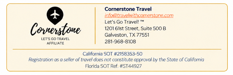 Cornerstone Travel contact and regulatory disclosure