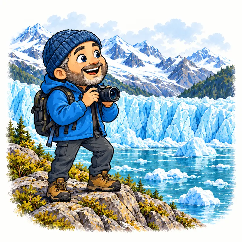 Glacier cruiser with a camera beside a blue glacier