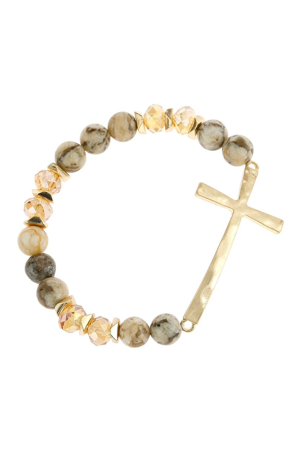 Thumbnail: Hdb2998 - Mix Beads Hammered Cross Bracelet