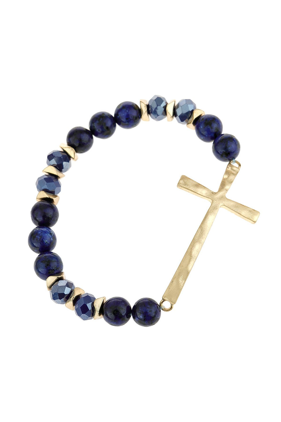 Thumbnail: Hdb2998 - Mix Beads Hammered Cross Bracelet