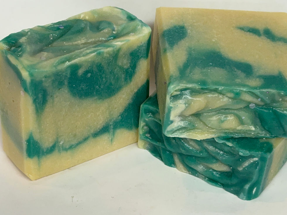 Aqua and cream swirled bar soap