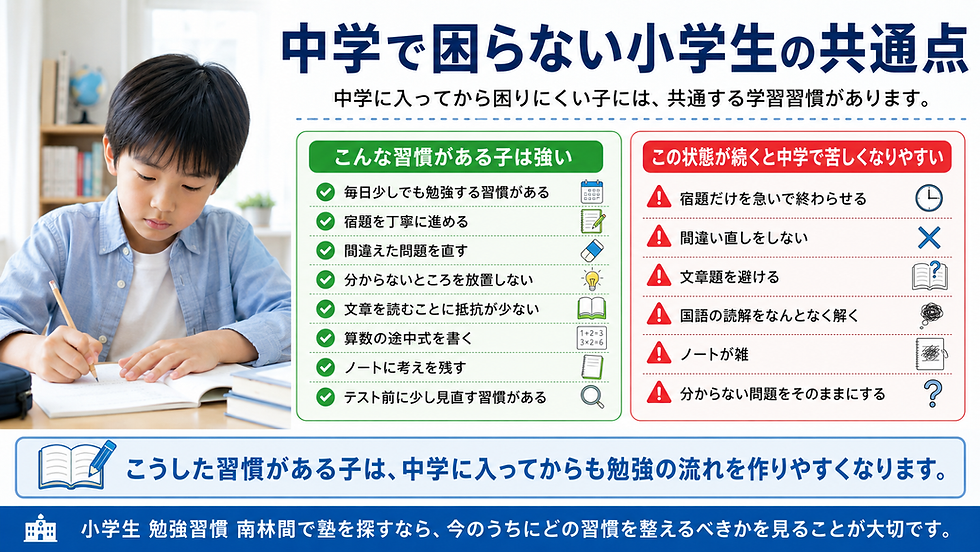 中学で困らない小学生の共通点