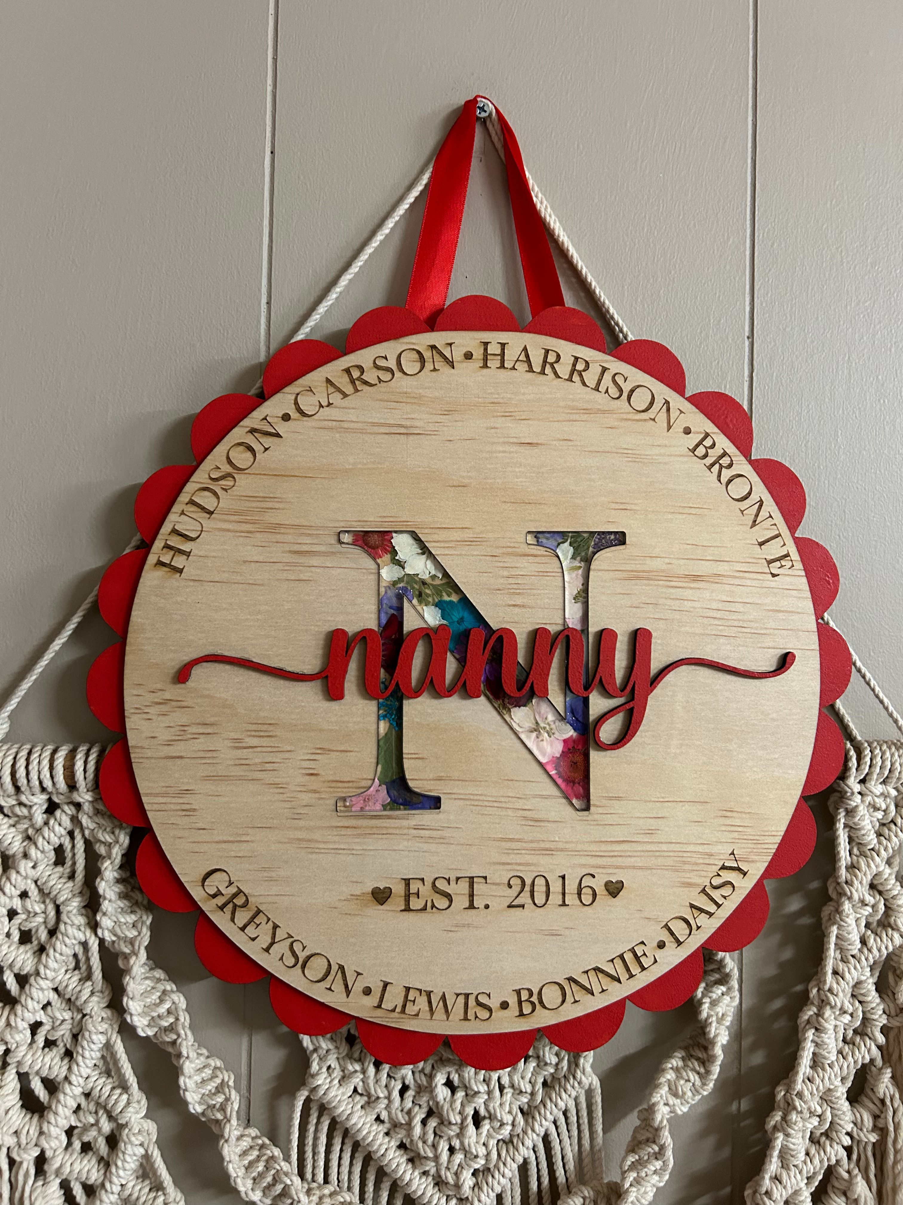 Grandchildren Dried Floral Wall Hanging