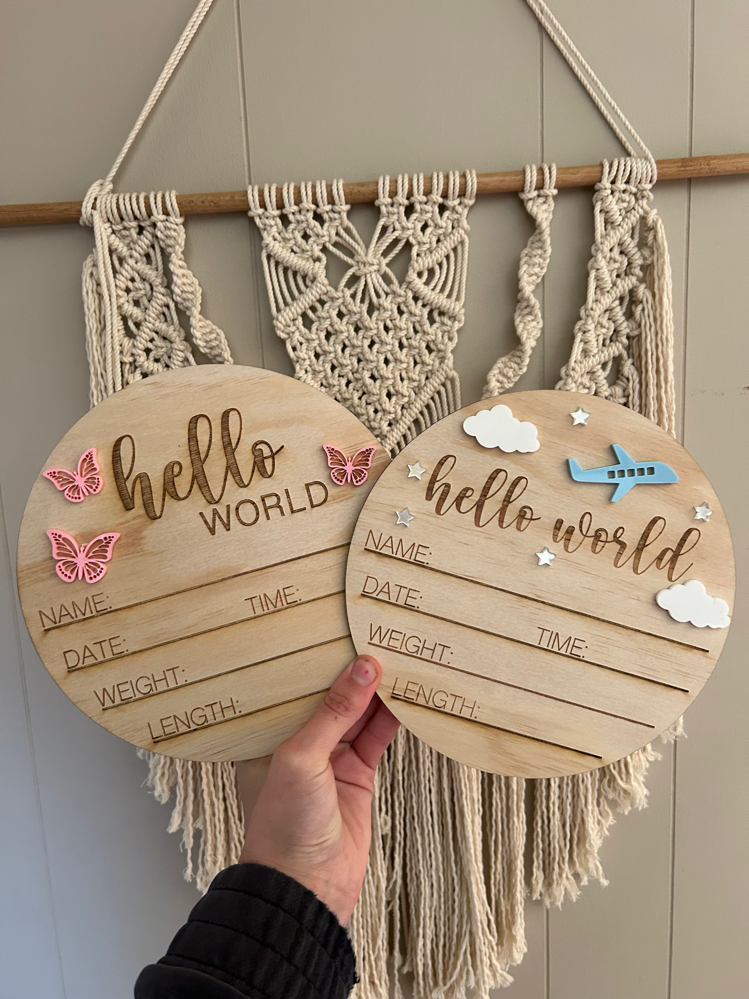 Hello World Birth Announcement Plaque