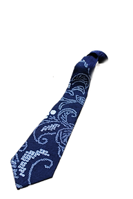 【美品】足立絞り ネクタイ　濃紺　緑　流線型の織柄　絹　和風 モダン【n2508 MN4207B_1200x1200.jpg?v=1724398848