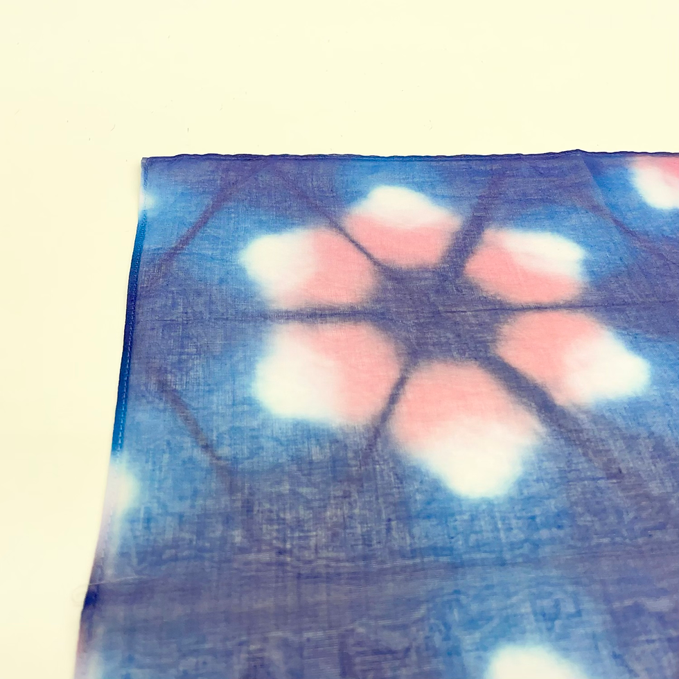 Thumbnail: Itajime shibori cotton handkerchief no.1 14 cm x 14.5 cm